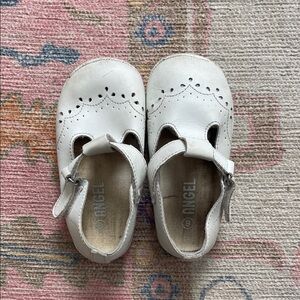 Angel White T-Strap Perforated Leather Baby Shoes